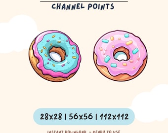 Emote de donut para puntos de canal de Twitch / Insignia de suscriptor de comida kawaii