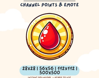 Blood Drop Coin Twitch Emote & Channel Points | Horror-Themed Emote for Twitch Kick