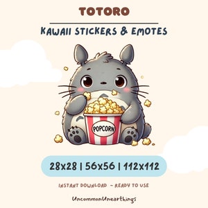 Kawaii Totoro Emotes: Anime Streaming Stickers (Digital Download)