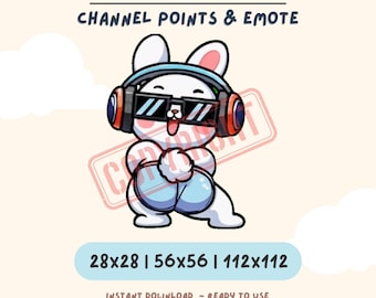 Emote animado de Twerk Bunny / GIF kawaii para Twitch, Puntos de canal, Discord