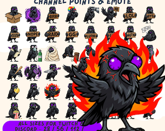 Raven Emotes | Fantasy DnD Stickers for Twitch, Discord (48)