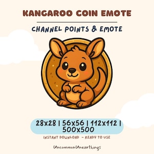Kangaroo Coin Emote - Twitch & Discord Channel Points Emote - Cute Kangaroo Emote