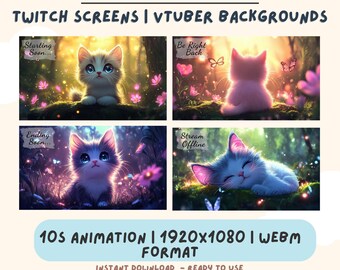 Imágenes animadas de gatos Lo-Fi / Bosque acogedor, fantasía mágica (descarga digital)