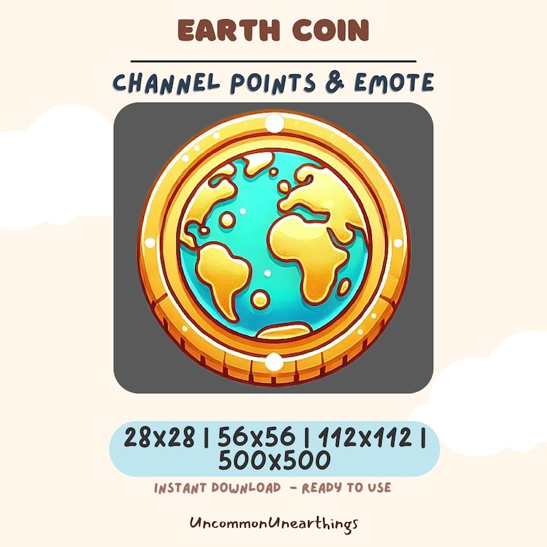 Earth Coin Emote for Twitch Channel Points | Kawaii Globe Sub Badge - Etsy