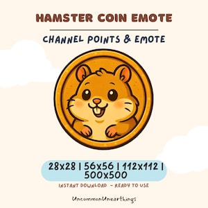 Gold Hamster Coin Emote - Twitch & Discord Channel Points Emote - Cute Hamster Emote
