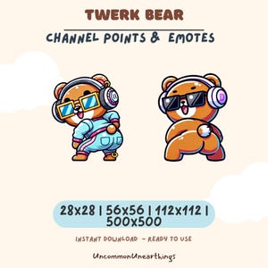 Funny Bear Emotes Digital Download | Animated Meme Twitch & Discord GIF Emote Pack | Dancing Twerk Emotes