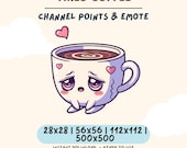 Coffee Emote for Twitch, Tired Cup Channel Point | Kawaii Sleepy Coffee for Discord, Kick | Cozy Stream