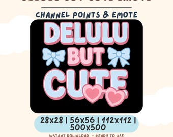 Delulu but Cute Emote für Twitch | Pinker Kawaii Meme Channel Point, Discord Kick, lustige Streamer Reaktion