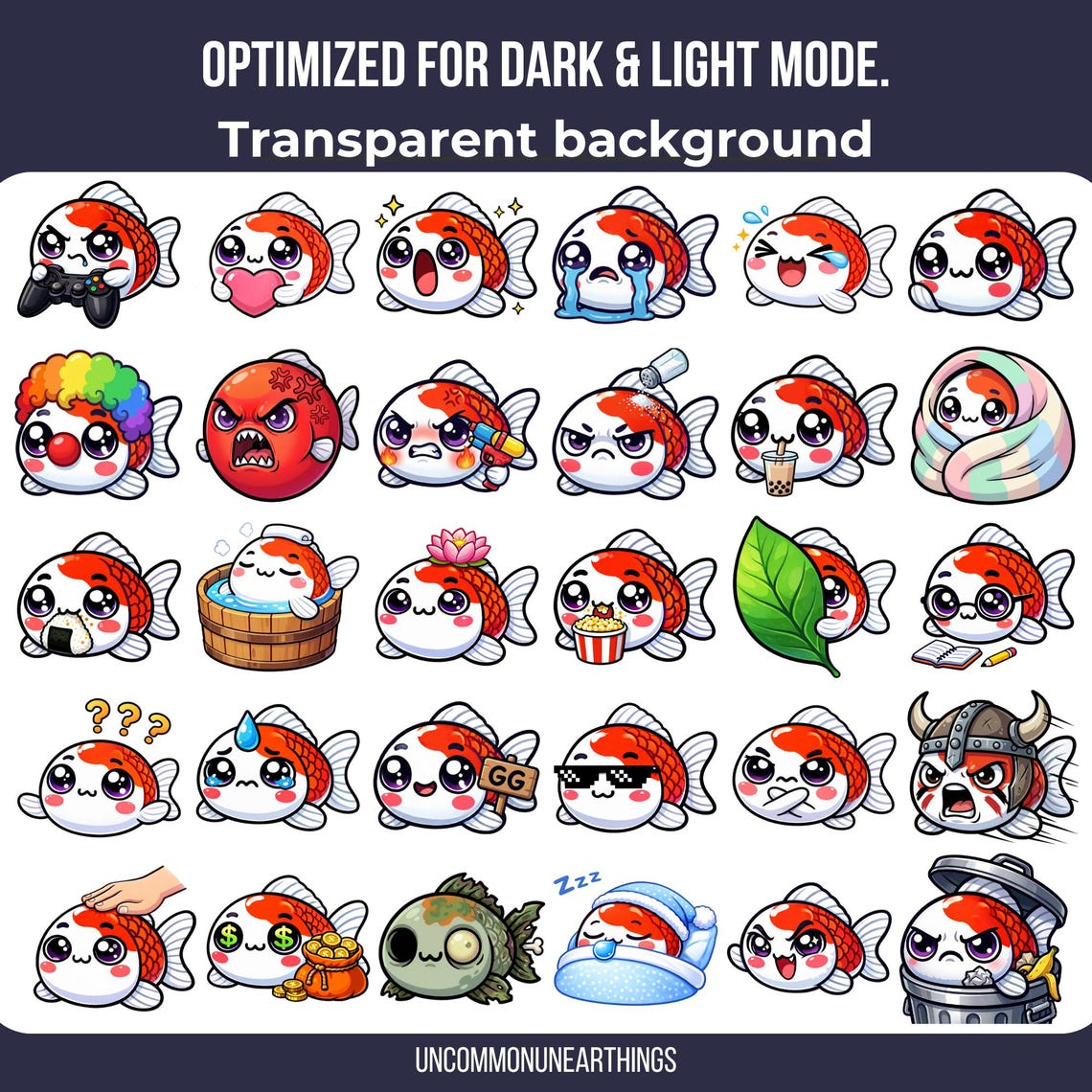 Koi Fish Emote Pack | 30 Funny Anime Streamer Assets - Etsy