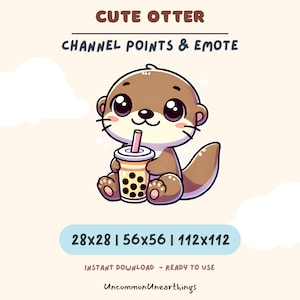 Adorable Otter Bubble Tea Emote for Twitch Streamers | Instant Download