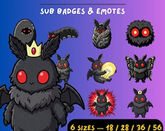Mothman Sub Badges & Emotes | Dark Cryptid Progression Pack (Digital Download)