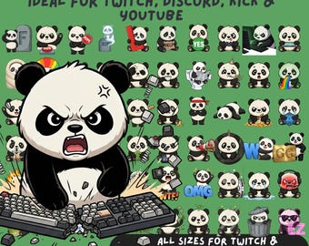 Rage Panda Emotes | Twitch & Discord Gamer Bundle (60 Pack)