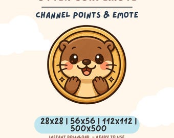Otter Coin Emote – Cute Otter Channel Points Icon for Twitch, Discord & YouTube | Kawaii Otter Emote PNG for Streamers