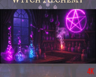 Witch Alchemy Room 4K Animated VTuber Background | Gothic Potion Studio (Digital Download)