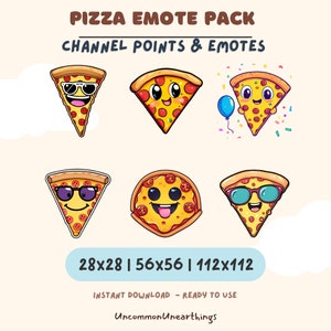 Urocze odznaki Pizza Sub i pakiet emotikon dla Twitch Discord | 6 unikalnych ikon w stylu kreskówkowym dla streamerów | Odznaki Pizza Twitch