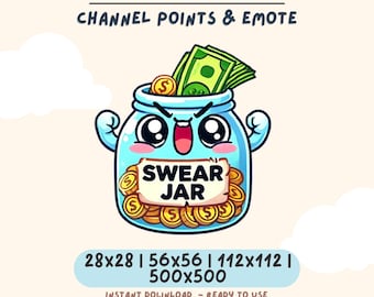 Kawaii Swear Jar Emote: Twitch/Discord Stream Tip Jar (Digital Download)