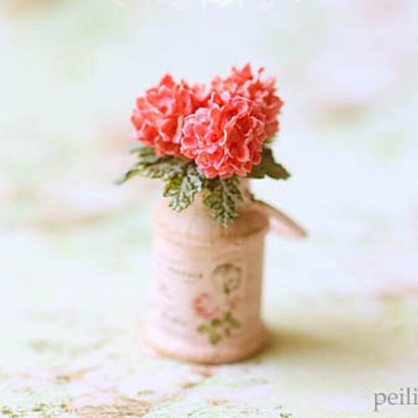 RESERVED for Deborah - Dollhouse Miniature Flowers- Pink Hydrangeas