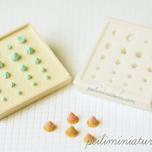 Miniature Clay Mold Push Mold for Dollhouse Miniature Piped Cream, Meringues, Cake Decor Toppings