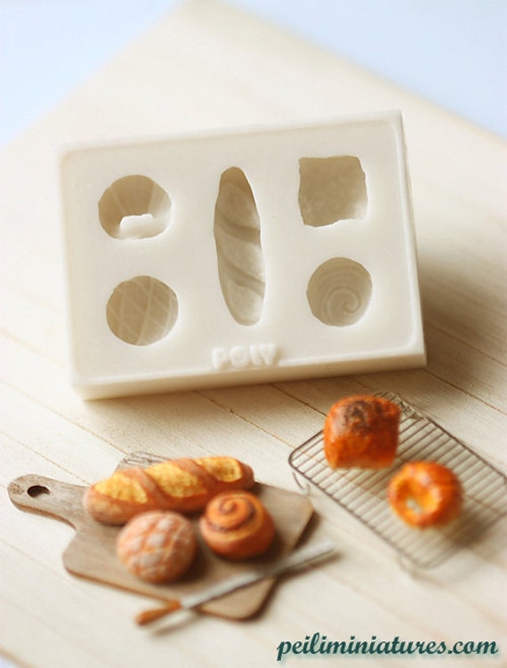 Miniature Mold Dollhouse Food Molds, Bakery Bread Mold for Polymer