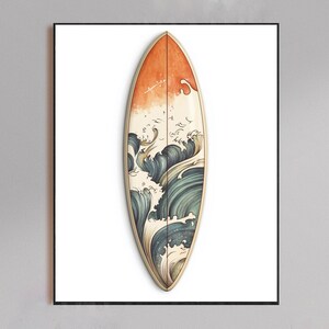 Impresión artística de olas de surf, póster oceánico, decoración playera para el hogar, ambiente veraniego, arte mural de surf, decoración costera