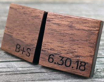 Monogramm Manschettenknöpfe / Custom Manschettenknöpfe / Hochzeit Manschettenknöpfe personalisierte Geschenk / Nussbaum Holz Manschettenknöpfe / Jahrestagsgeschenk / Geschenk für den Bräutigam