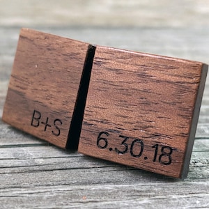 Monogram Cufflinks / Custom Cufflinks / Wedding Cufflinks / Personalized Gift / Walnut Wood Cufflinks / Anniversary Gift / Gift for Groom