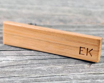 Personalized Tie Clip / Sustainable Bamboo Wood / Bamboo Tie Bar / Custom Engraved / Monogrammed / Custom Tie Clip / Custom Tie Bar