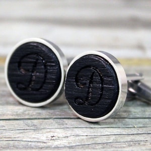 Monogram Cufflinks Crafted from a Bourbon Barrel / Groomsmen Cufflinks / Groomsmen Gift / Custom Cufflinks / Personalized / Wedding Gift