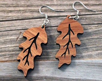 Wooden Dangle Earrings / Lightweight Wooden Earrings / Boho Earrings / Leaf Earrings / Earrings from Wood / Hypoallergenic / Lightweight