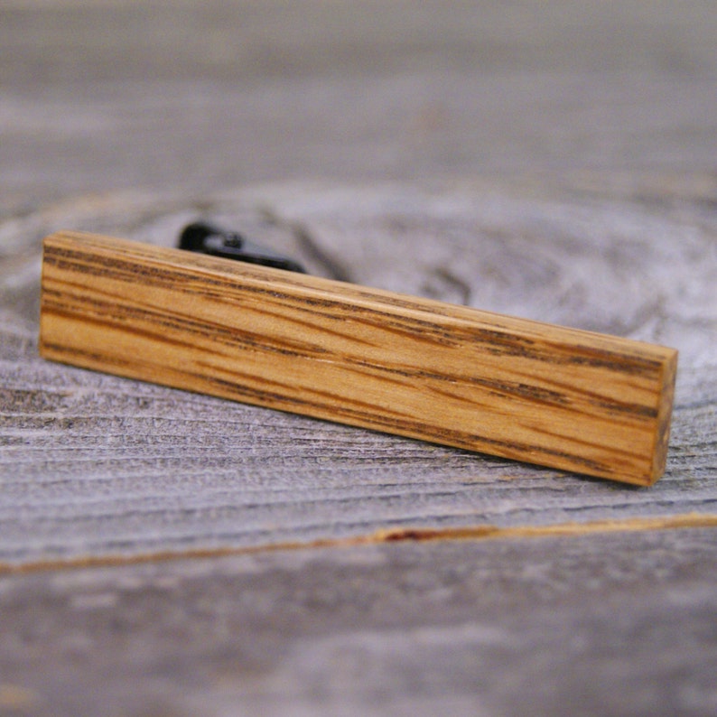 Skinny Tie Bar crafted from a Bourbon Barrel Stave tie tack image 1