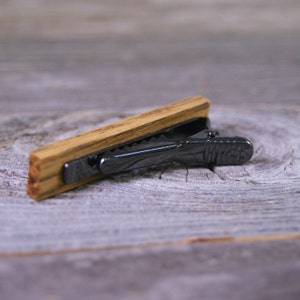 Skinny Tie Bar crafted from a Bourbon Barrel Stave tie tack image 3