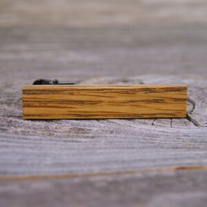 Skinny Tie Bar crafted from a Bourbon Barrel Stave tie tack image 5