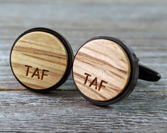 Custom Cufflinks Made From a Whiskey Barrel / Personalize with Initials / Personalized Groomsmen Gifts / Wedding Cufflinks