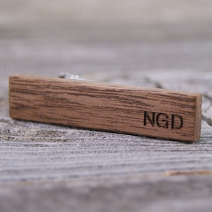 Personalized Tie Clip / Custom Engraved / Custom Tie Bar / Monogrammed / Custom Gift / Handcrafted from American Walnut / Personalized Gift
