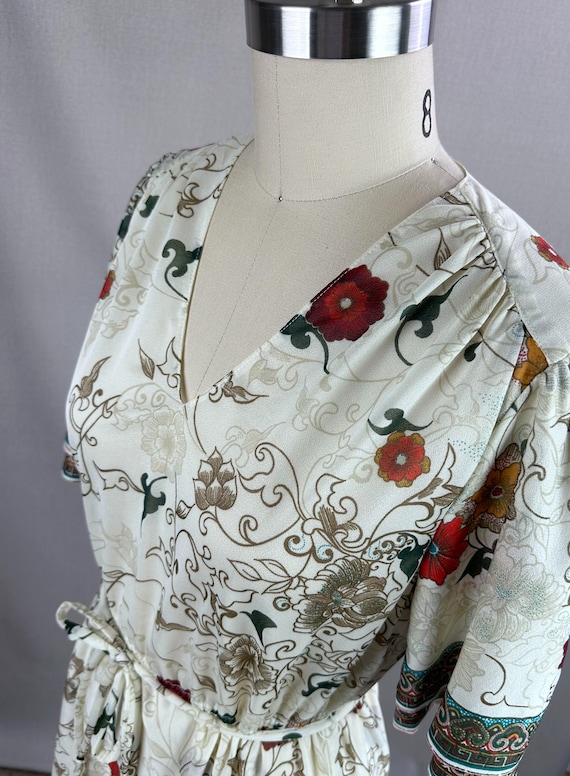 70s Floral Border Print Summer Dress by Hal Ferma… - image 2