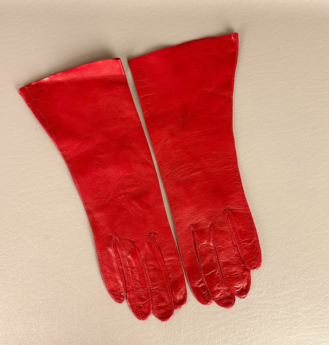 60s Bright Red Kid Leather Gloves Made in Italy Deadstock Sz Etsy