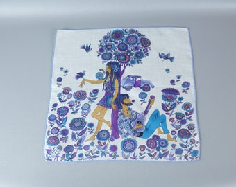 60s Lilac Hippie Print Handkerchief a Skandia Print by Robinson & Golluber