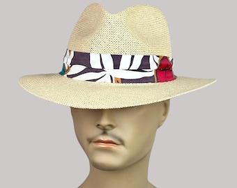 Vintage Natural Straw Wide Brim Stetson Fedora, Sz 6 3/4, Made in USA