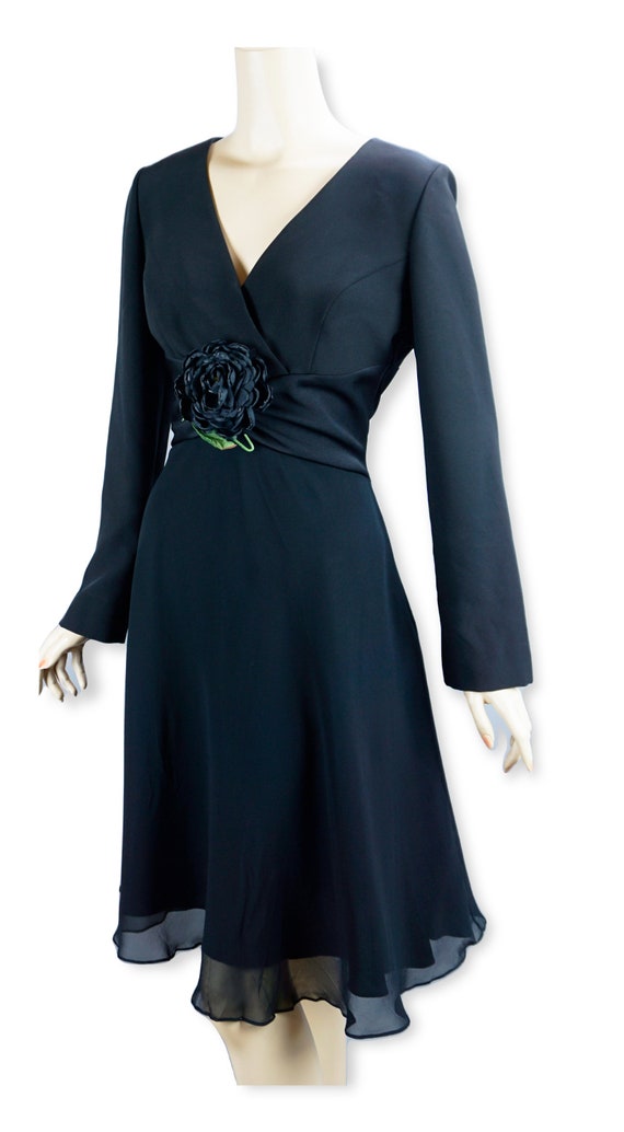 90s Black Silk Chiffon Cocktail Dress by Eric Gas… - image 5