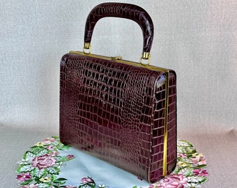 Vintage 50s Faux Lizard Box Handbag by Dover Handbags