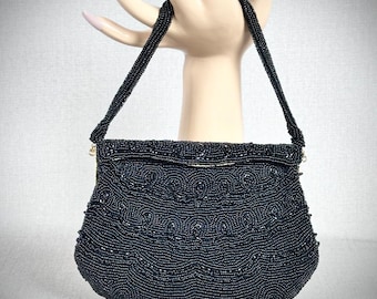 Bolso de noche vintage de Walborg con cuentas negras
