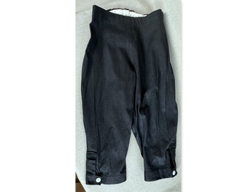 Vintage 50s Girl's Black Button Cuff Pants, Children Sz 4-5