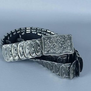 Vintage 80s Silver Stretch Disk Belt - Etsy