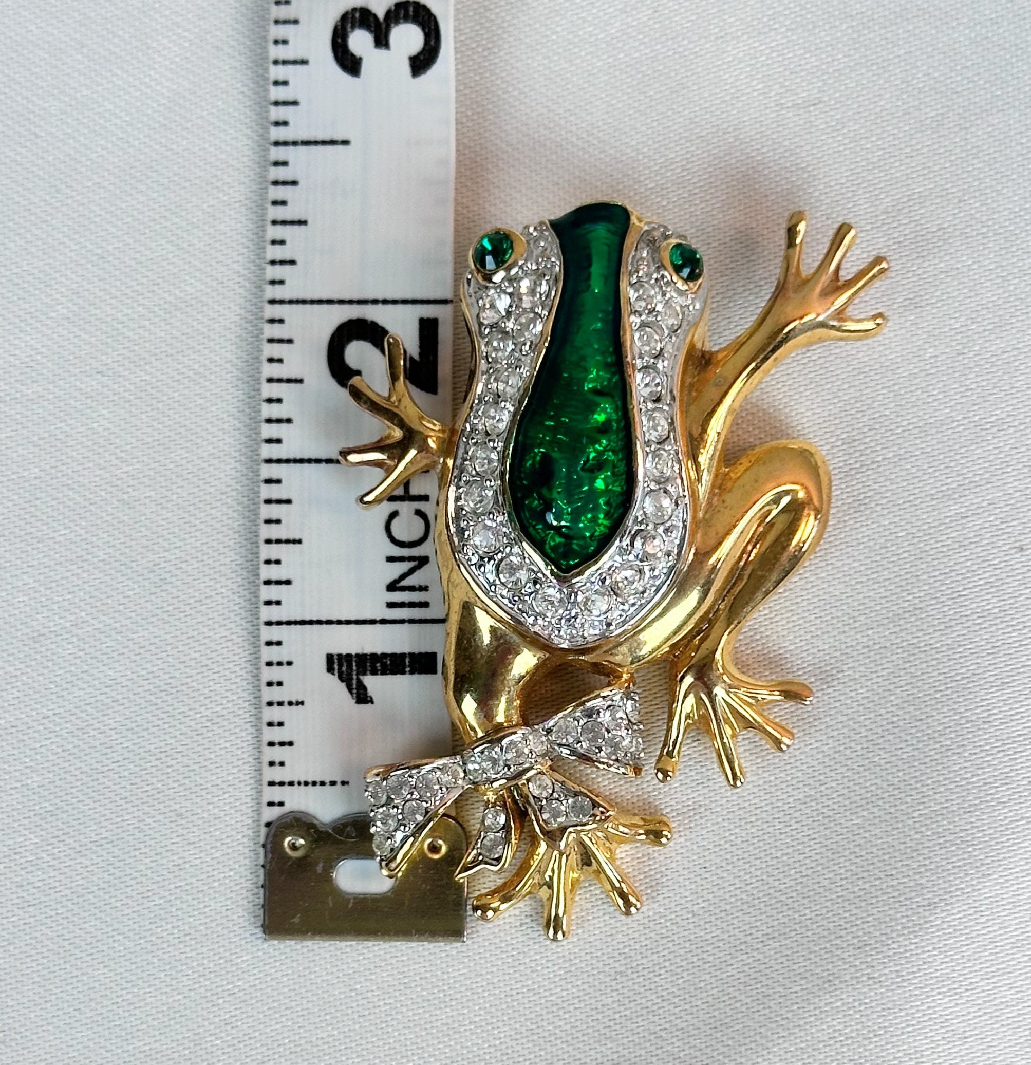 Vintage Large Frog Rhinestone and Enamel Brooch - Etsy