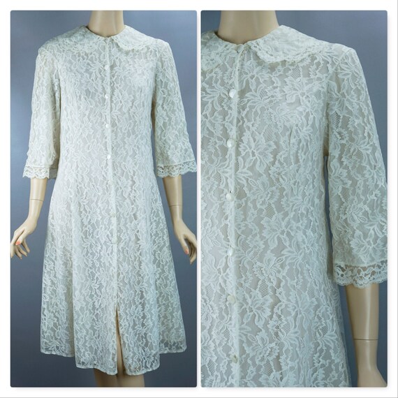 Vintage Robe, Vanity Fair Robe, Lace Dressing Gown