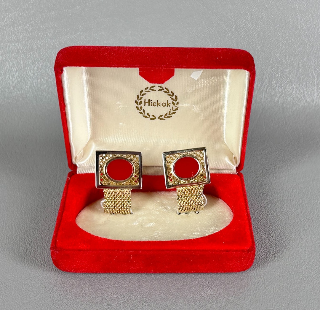 Boutons De Manchette Smoking Hickok – Avec Boîte D'origine Rouge Foncé – Occasion