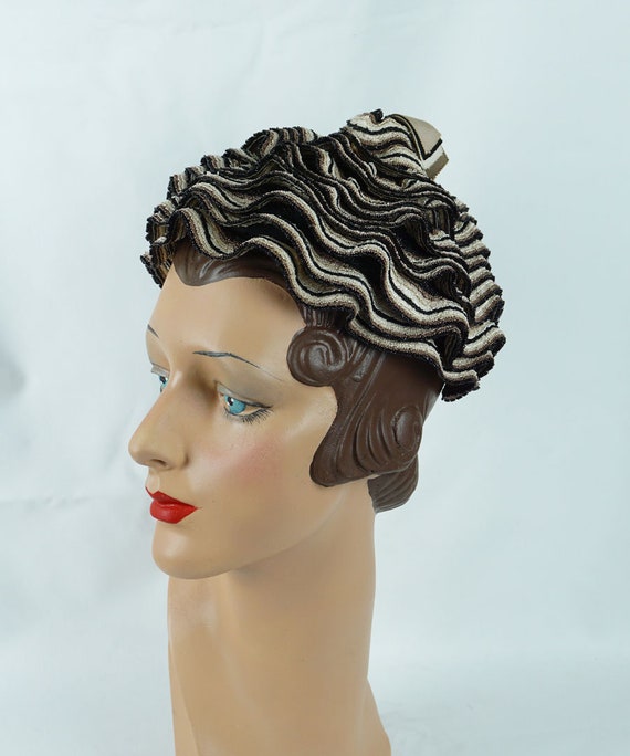 Vintage Hat, 60s Pixie Hat, Black and Cream Hat, P