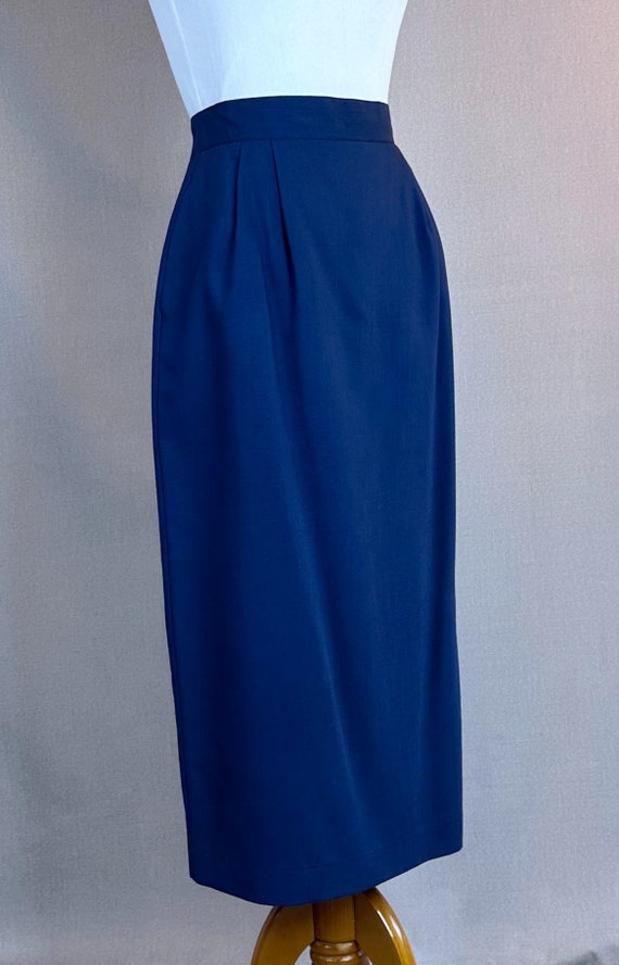 Vintage 80s Navy Blue Pencil Skirt Sz 8 by Michele Etsy