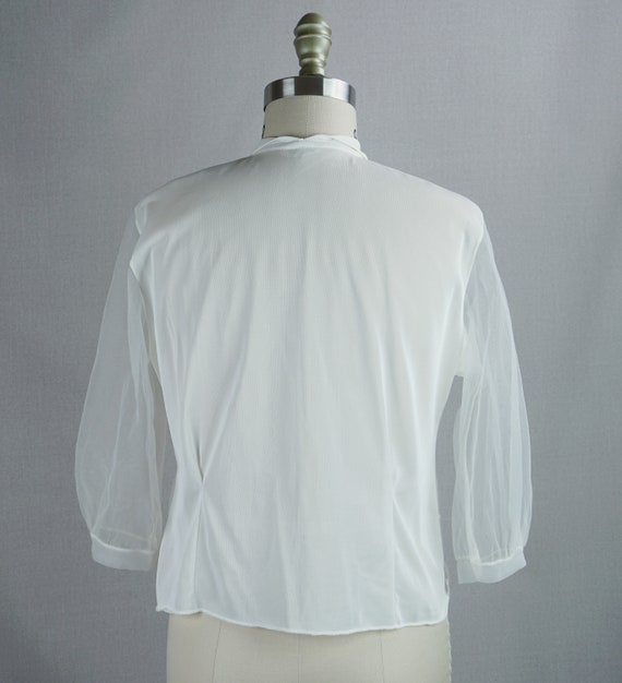 50s Sheer Nylon Suit Blouse w/ Rhinestone Buttons… - image 8