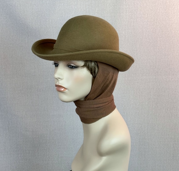 Vintage 90s Camel Western Style Scarf Hat - image 1